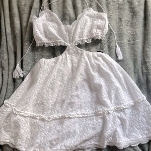 White floral double lined dress